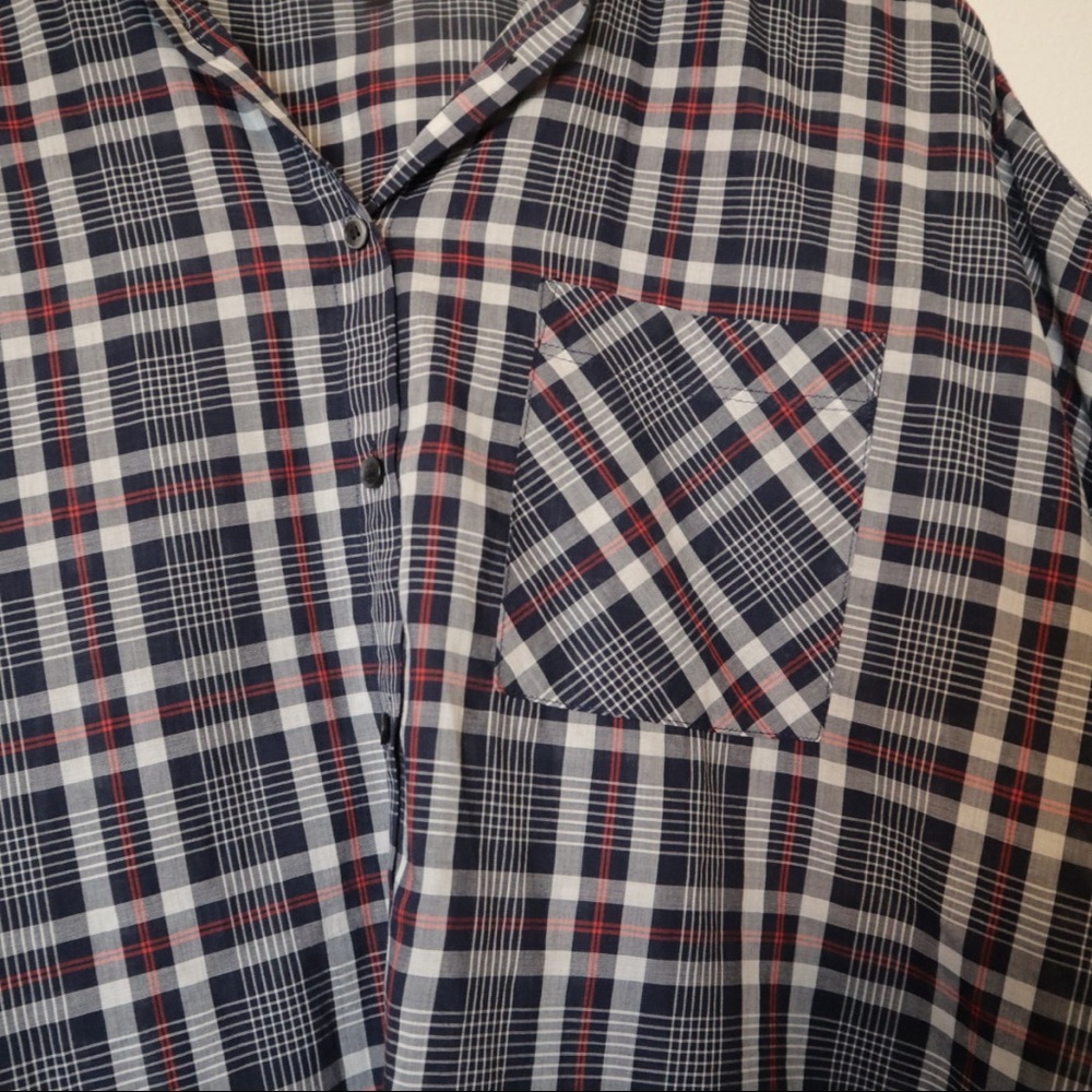 MADEWELL button up plaid collared top size small - Picture 4 of 7